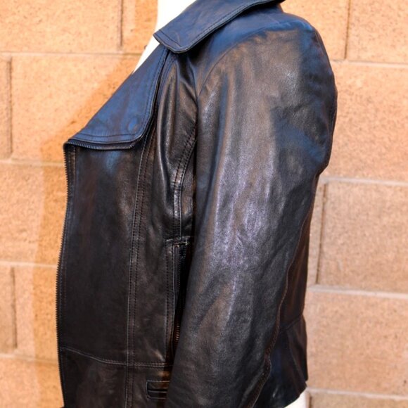 June Leather Jacket Black Size XS Motorcycle Style Cropped - Picture 4 of 16